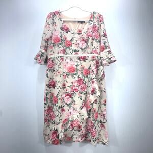 Chris McLaughlin Floral Dress Sz 16 Coquette Cottage Romantic Vintage-Inspired